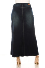 88017X Long Denim Skirt in Dark Indigo Plus