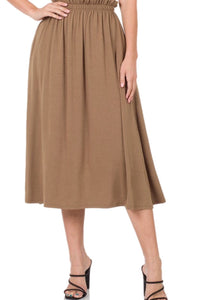 Plus Paperbag Waist Midi Skirt Style 8303X in Mocha