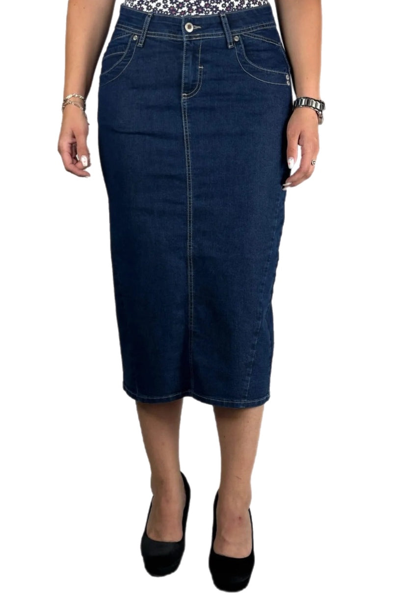 Denim Skirt Style 232-12D in Blue Denim