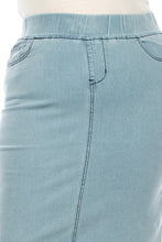Plus Denim Pencil Skirt 77104X in Light Indigo