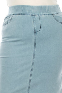 Plus Denim Pencil Skirt 77104X in Light Indigo