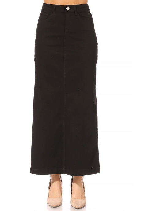 Denim Maxi Skirt in Black 89173