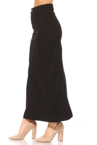 Denim Maxi Skirt in Black 89173