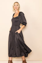 1174 Dull Satin Ruffle Dress in Black