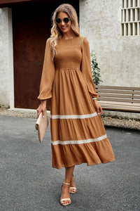 Elegant Long Sleeve Maxi Dress 0537 in Brown