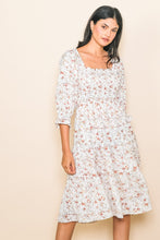 Floral Smocked Dress 1218 in Cream or Light Blue