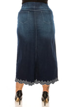 Plus Long Denim Skirt in Dark Indigo Style 89203X