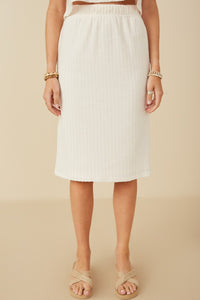 Textured Knit Midi Skirt 8185 in Cream