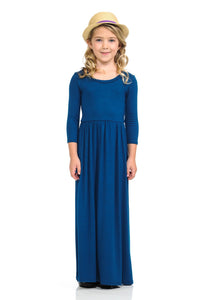 Girls 3/4 Length Sleeve maxi Dress 5004