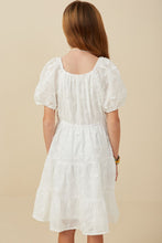 Girls Embroidered Puff Sleeve Dress Style 8065 in Off White