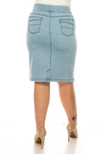 Plus Denim Pencil Skirt 77104X in Light Indigo