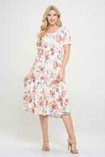 Plus Tiered Midi Dress Style 333 in Ivory Floral