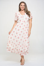 Plus V-Neck Mesh Maxi Floral Dress 7923