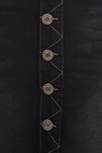 Mid Length Button Denim Skirt Style 77803 in Black Wash