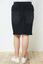 Plus Button Denim Skirt Style 77803X in Black