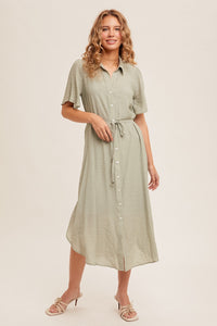 Button Down Shirt Dress 8289 in Pistachio