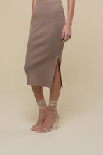 High Waist Side Slit Sweater Midi Skirt 1395
