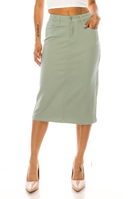 Plus Twill Skirt 79174X In Sage