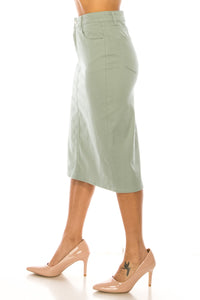 Mid-Length Twill Skirt 79174 in Sage