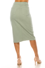 Mid-Length Twill Skirt 79174 in Sage