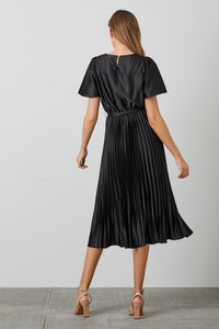 Satin Pleated Dress Style 3505 in Black