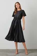 Satin Pleated Dress Style 3505 in Black