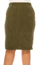 Plus 79219x Corduroy Denim Skirt in Moss