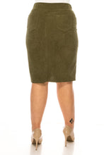 Plus 79219x Corduroy Denim Skirt in Moss