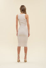 Fitted Ribbed Knit Midi Dress in Natural 1311