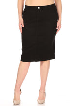 Plus Twill Mid-Length Skirt Style 79174X in Black