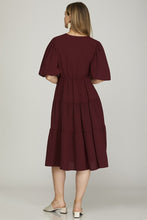 4123 Tiered Wrap Dress in Wine