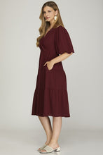 4123 Tiered Wrap Dress in Wine