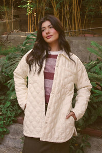 5859 Quilted Motif Jacket in Cream