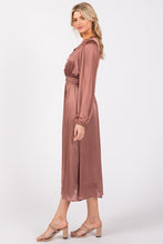 2658 Satin V-Neck Dress in Mauve