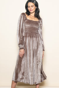 1361 Velvet Dress In Taupe