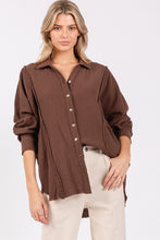 31475 Dolman sleeve button up Top in Chocolate