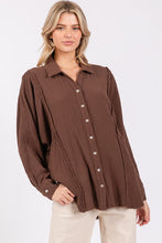 31475 Dolman sleeve button up Top in Chocolate