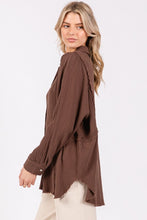 31475 Dolman sleeve button up Top in Chocolate