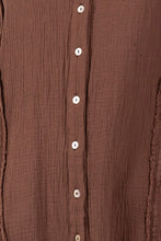 31475 Dolman sleeve button up Top in Chocolate