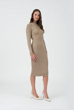 Sweater Knit Midi Dress in Taupe 1605