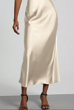 Silk Stain High Waisted Skirt 9202 in Beige