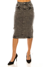 Faded Denim Skirt Style 79153 in Black Snow