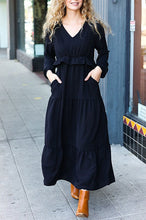 Plus Maxi Dress with Ruffle Waist Style 6791 in Black