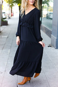 Plus Maxi Dress with Ruffle Waist Style 6791 in Black