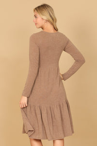 Long Sleeve Round Neck Dress - 0121