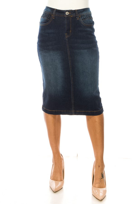 Denim Skirt in Dark Indigo 79213