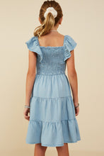 Girls Light Denim Tencel Ruffle Dress 9180