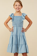 Girls Light Denim Tencel Ruffle Dress 9180