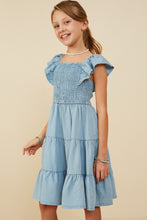 Girls Light Denim Tencel Ruffle Dress 9180