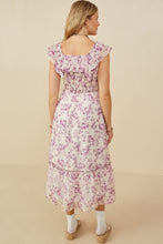 Floral Smocked Dress In Lavender With Ruffle Detail Style 9153